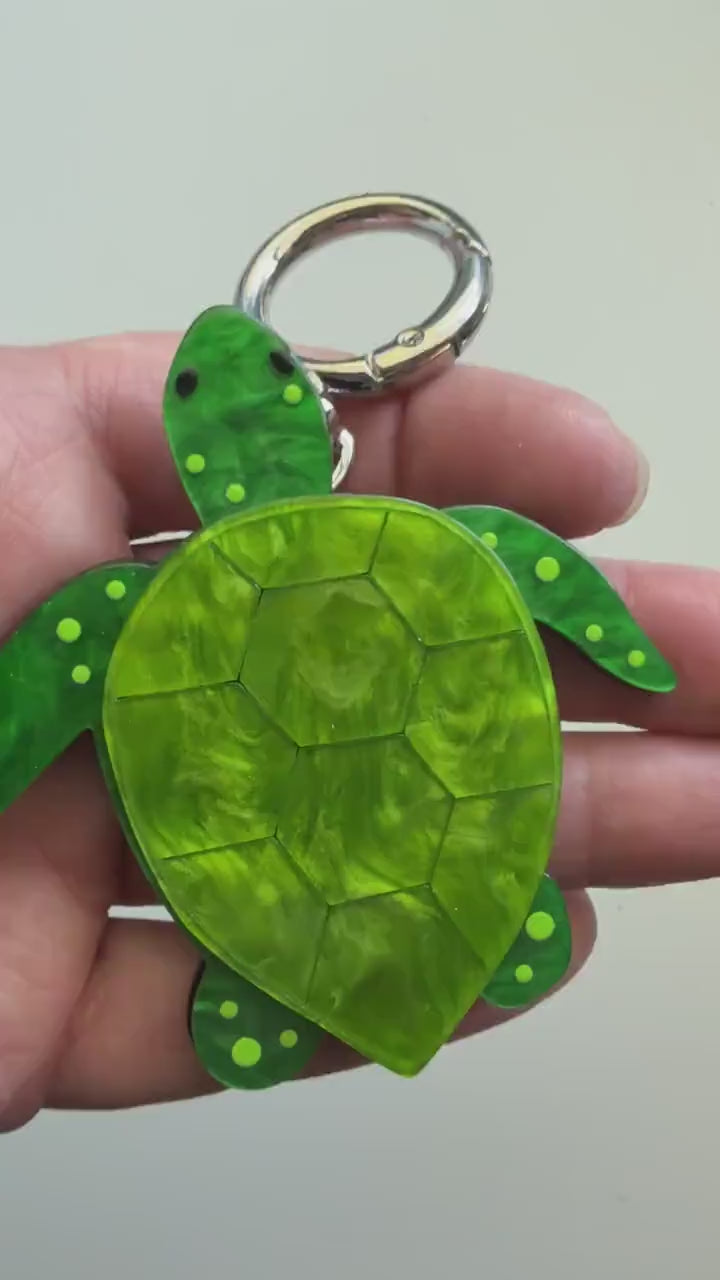 Layered Acrylic Sea Turtle Pendant Brooch and Keychain