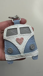 Hippie Bus, Handmade Bag Purse Backpack Key Chain