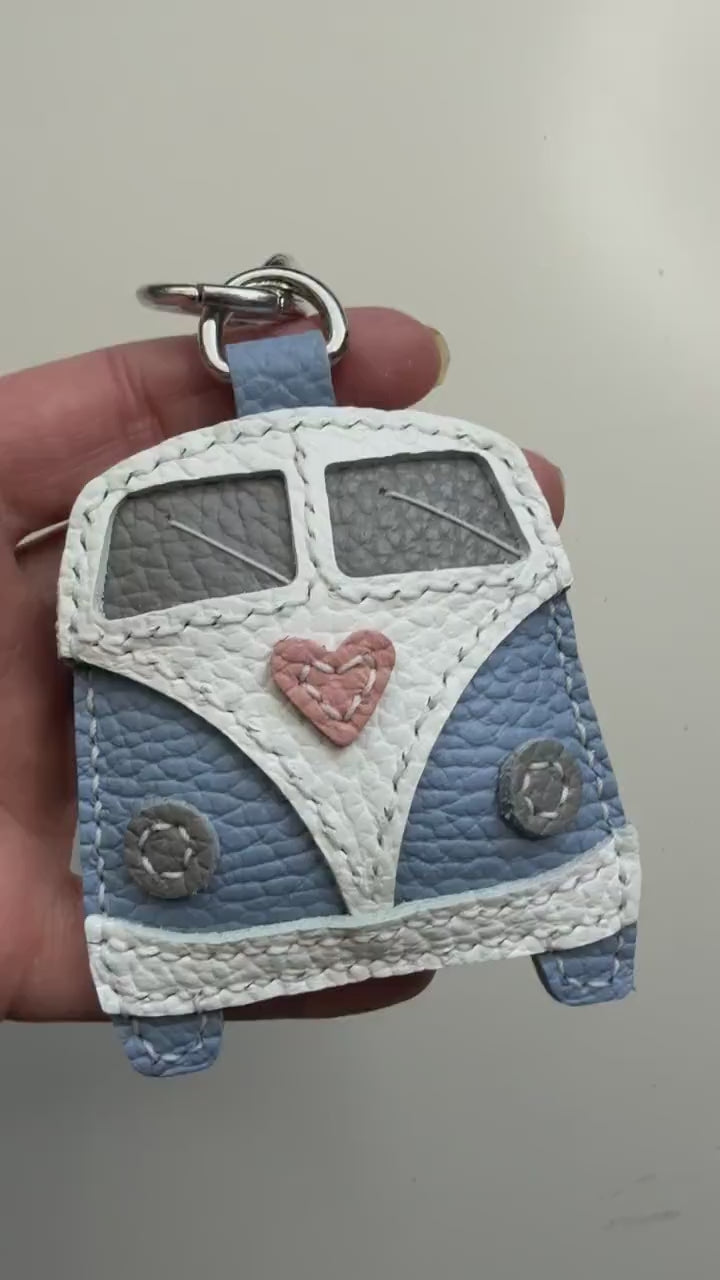 Hippie Bus, Handmade Bag Purse Backpack Key Chain